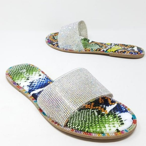 Shoes - New! Gia Multi Snake Rhinestone Slides